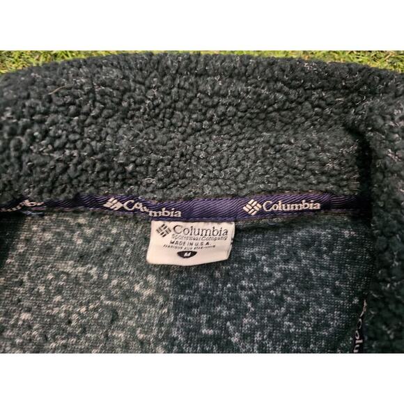 Vintage COLUMBIA 1/4 Zip Medium Fleece Pullover Sweater Made in USA Green - Picture 4 of 7